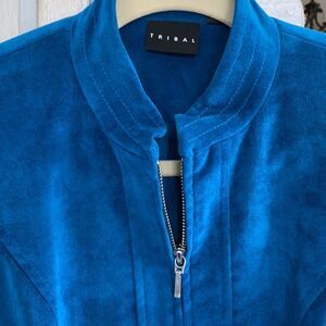 Tribal Teal Suede Look Jacket Size 4